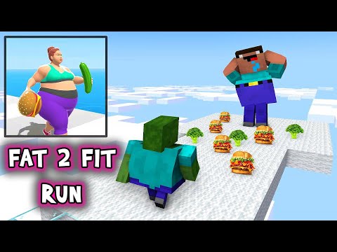 CrazyDek - Monster School : FAT 2 FIT RUN CHALLENGE - Minecraft Animation