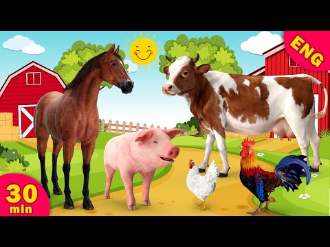 30 MIN Farm animals for Kids Animal song Fnimal name & sound