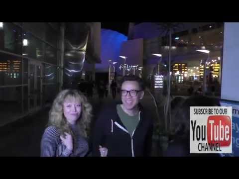 Natasha Lyonne and Fred Armisen talk about playing guitar outside ArcLight Theatre in Hollywood