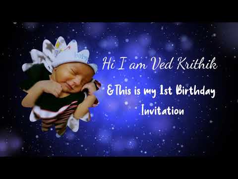ved krithik 1st birthday invitation