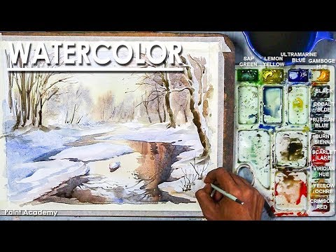 Winter Stream Watercolor Painting Artist Composer Supriyo