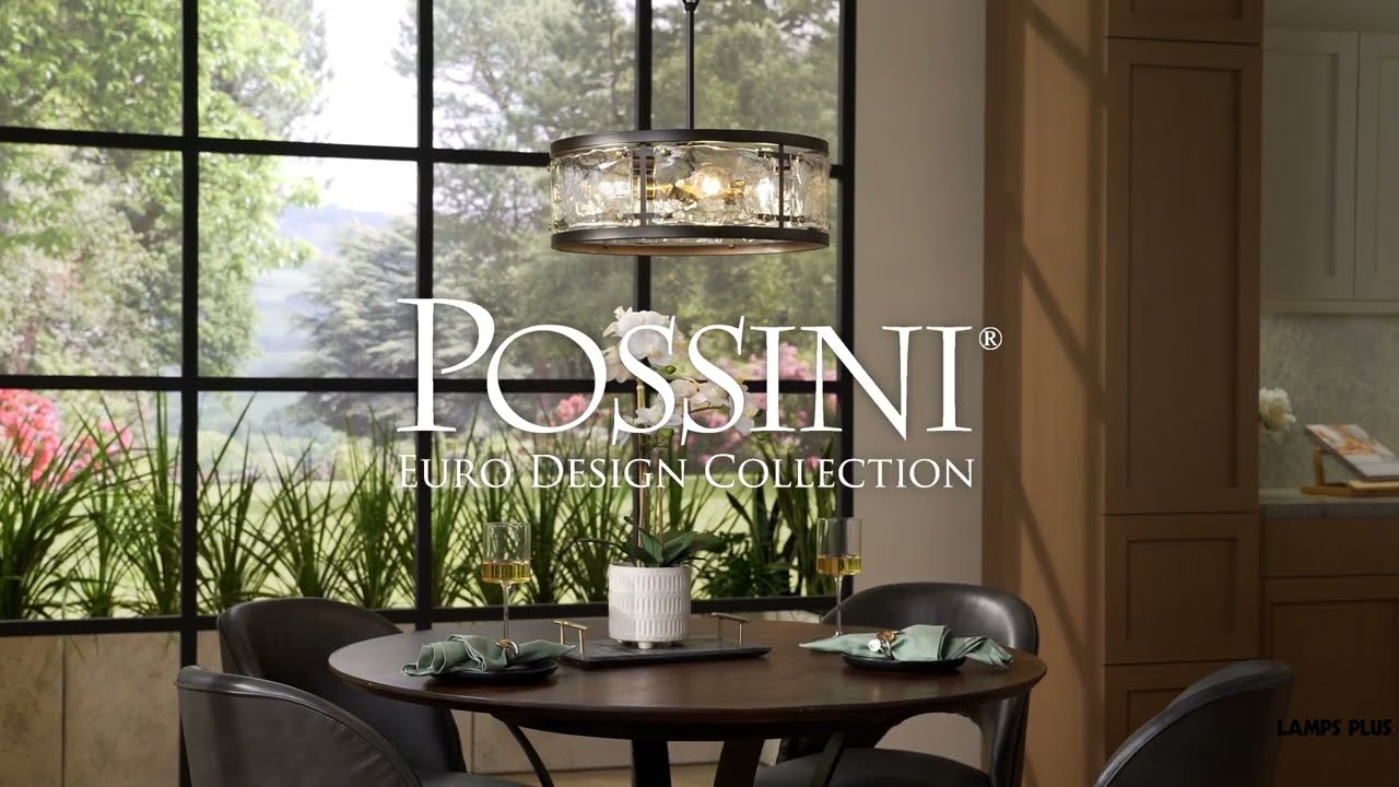 Video1 of Possini Euro Campanelli 19" Wide Bronze and Brass Drum Pendant Light