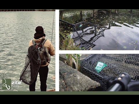 Raubfischkescher Gummiert von Zite© Fishing - Großer Angelkescher für Hecht & Zander (Produktvideo)