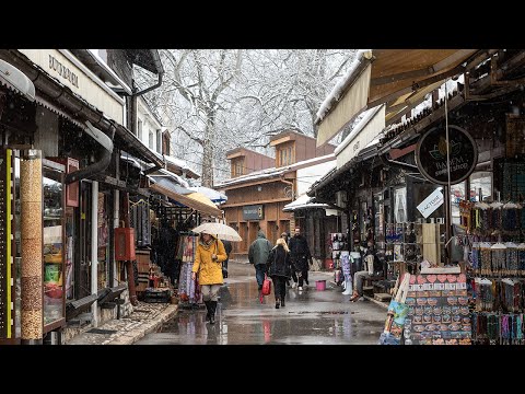 🇧🇦 Bosnia Walking Tour - Sarajevo Heavy Snowfall Walk | 4K HDR