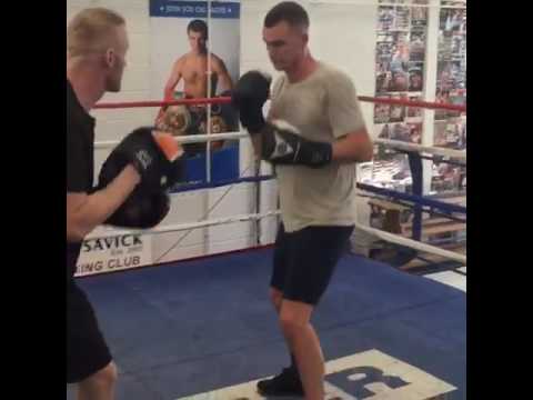Mick Hall sparring with an apprentice