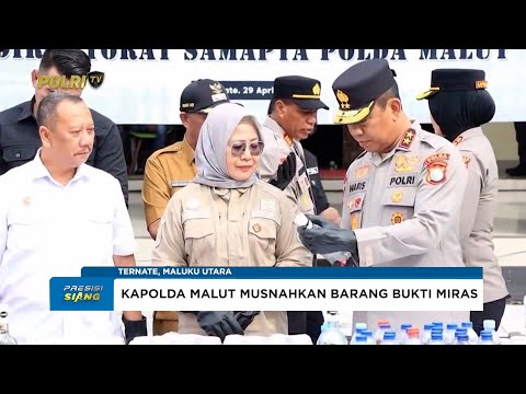 KAPOLDA MALUKU UTARA PIMPIN PEMUSNAHAN BARANG BUKTI 6000 LITER MIRAS DI POLRES TERNATE