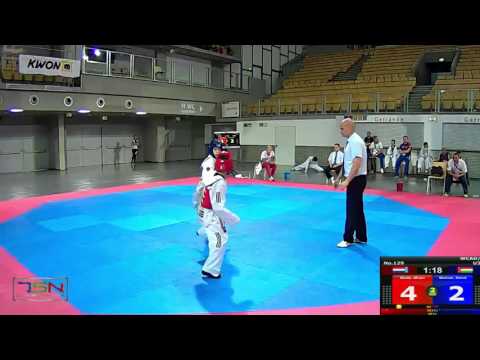 129-Molnar, Bendeguz  HUNGARY NATIONAL TEAM (HUN) vs Molle, Milan  TOP TAEKWONDO EEMLAND (NED) 3-4