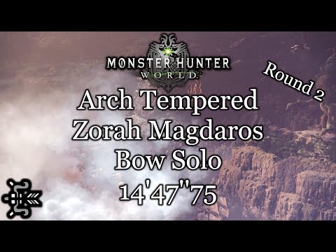 Monster Hunter World | Arch Tempered Zorah Magdaros [Round 2] | Bow Solo | 14'47''75