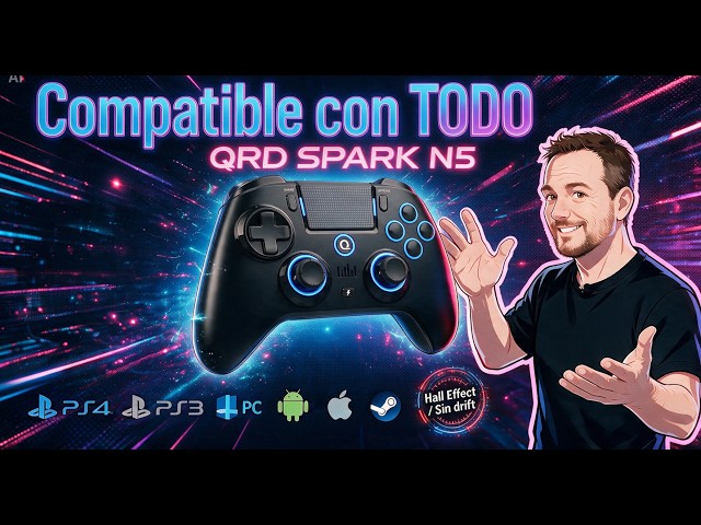 Vídeo relacionado con Oniverse Mando inalámbrico para PS4 PS3 PC ANDROID iOS, salida para auriculares, joystick con tecnología Hall Effect, batería recargable de 1000mAh, botones macro, giroscopio de 6 ejes, Revolt Blue
