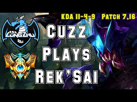 Longzhu Cuzz Plays REK'SAI vs KHA'ZIX Jungle - S7 Ranked | Patch 7.16