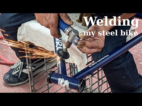 Welding my broken steel bike frame back together