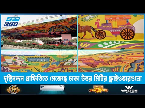 দৃষ্টিনন্দন গ্রাফিতিতে সেজেছে ঢাকা উত্তর সিটির ফ্লাইওভারগুলো