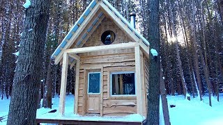 BUILDING a Small Cabin in the FOREST (ASMR) | Start-to-Finish
