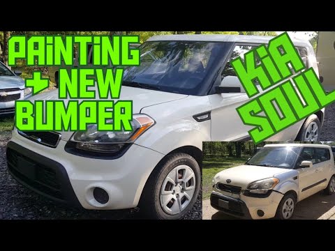 Kia Soul painting and replacing front bumper and fender