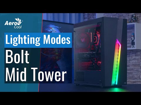 AEROCOOL AEROPGSBOLT-BK-RGB PC dėklas ATX Aerocool BOLT RGB USB 3.0 - 1x120mm Juodas FAN video
