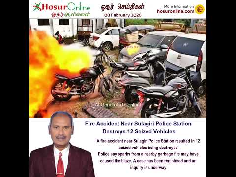 Fire Accident Near Sulagiri Police Station Destroys 12 Seized Vehicles
