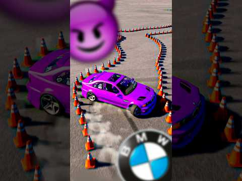 EXTREME BMW M3 E46 DRIFT BETWEEN CONES (BeamNG.drive) 😱 #shorts #bmw #drift