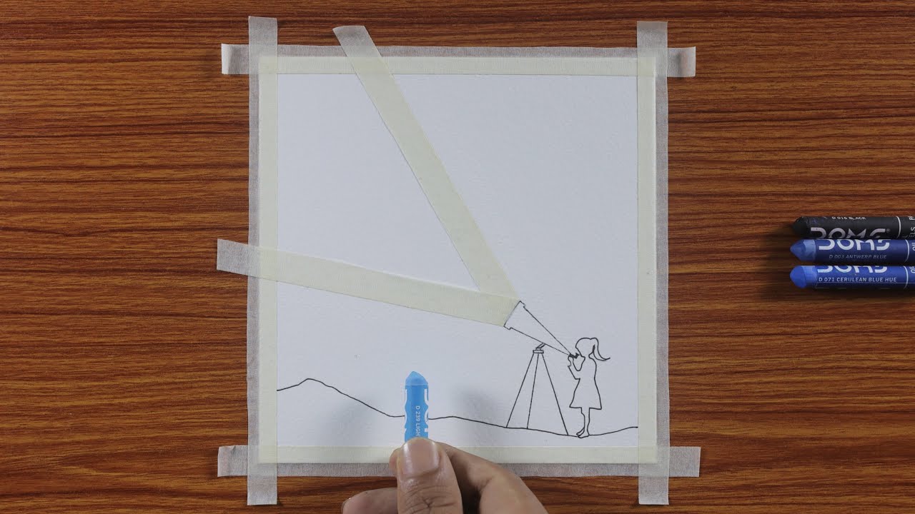 Girl looking into another Dimension / Oil Pastel Drawing / Step by Step