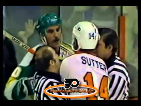 Nov 17, 1983 Steve Payne vs Rich Sutter Roughs Minnesota North Stars vs Philadelphia Flyers