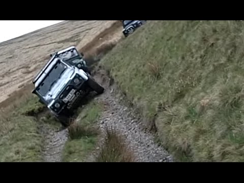 Extreme Lean Land Rover Tilting Over @ Nant-y-Moch, Devils Bridge