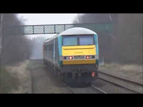 DB class 67 with Arriva WAG service passes Shotton 14/2/2017