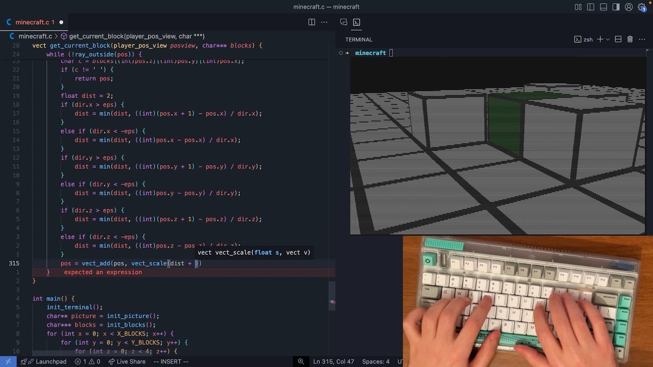 ASMR Programming - Minecraft in Terminal - No Talking