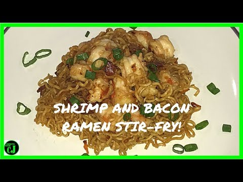 SHRIMP AND BACON RAMEN STIR-FRY! (IGTV Format) How to make ramen stir-fry with shrimp and bacon.