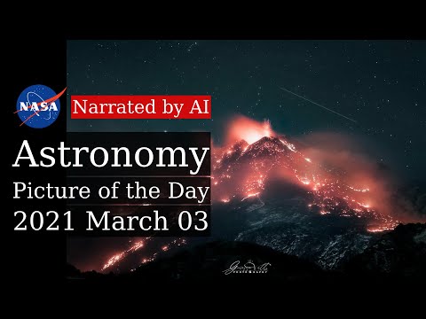 APOD: 2021-03-03 - Stars over an Erupting Volcano (Narrated by Salli)