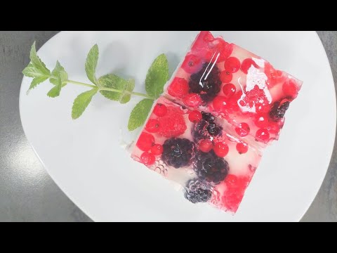 Früchtegeleekuchen aus Topfen und Joghurt. Eine erfrischende Süßspeise ohne backen. # 228