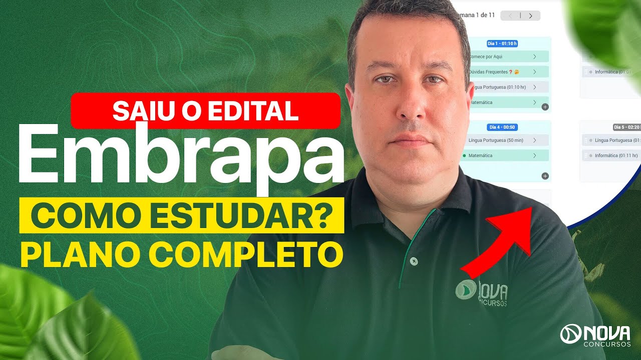 CONCURSO EMBRAPA 2024: PLANO DE ESTUDOS COMPLETO - NÍVEL FUNDAMENTAL E MÉDIO