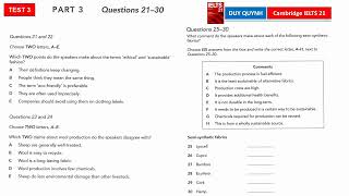 Cambridge IELTS 21 TEST 3 PART 3 #voduyquynh #ielts21 #ielts21listeing