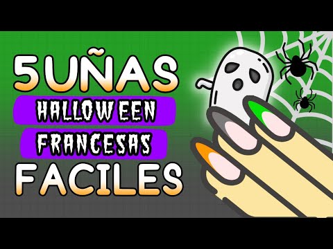 COMO HACER UÑAS FRANCESAS PERFECTAS 🎃 5 DISEÑOS DE UÑAS HALLOWEEN 👻 EN UÑAS CORTAS