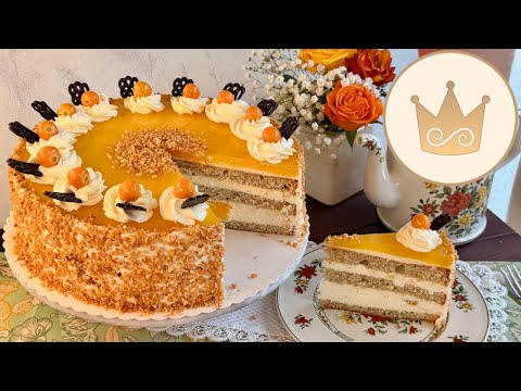 HIMMLISCHE NUSSTORTE MIT ZARTER JOGHURT-SAHNE UND ORANGEN BACKEN REZEPT VON SUGARPRINCESS
