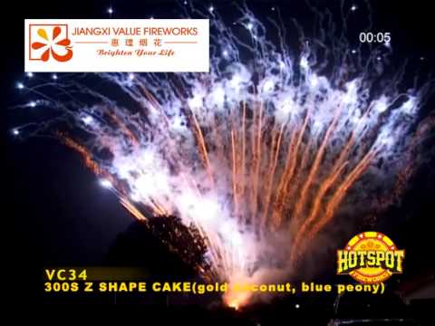 300S Z SHAPE CAKE,GOLD PALM TREE, BLUE PEONY