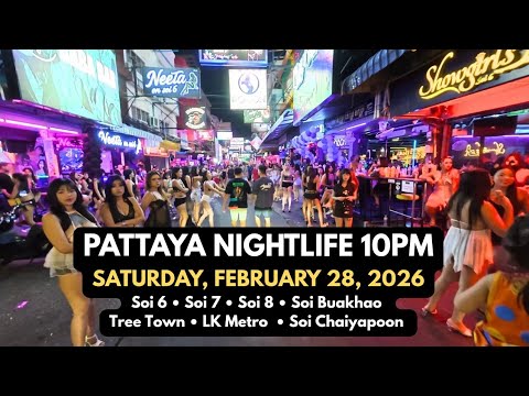 Pattaya Nightlife 10PM | Saturday, February 28, 2026 | 4K Night Ride from Soi 6 to Soi Chaiyapoon