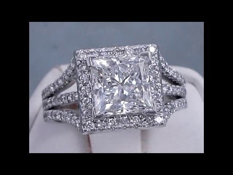 2.88 ctw Princess Cut Diamond Engagement Ring - BigDiamondsUSA