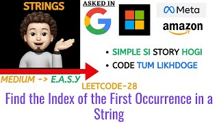 YouTube video 'Find the Index of the First Occurrence in a String | Google, Microsoft |  Leetcode 28'