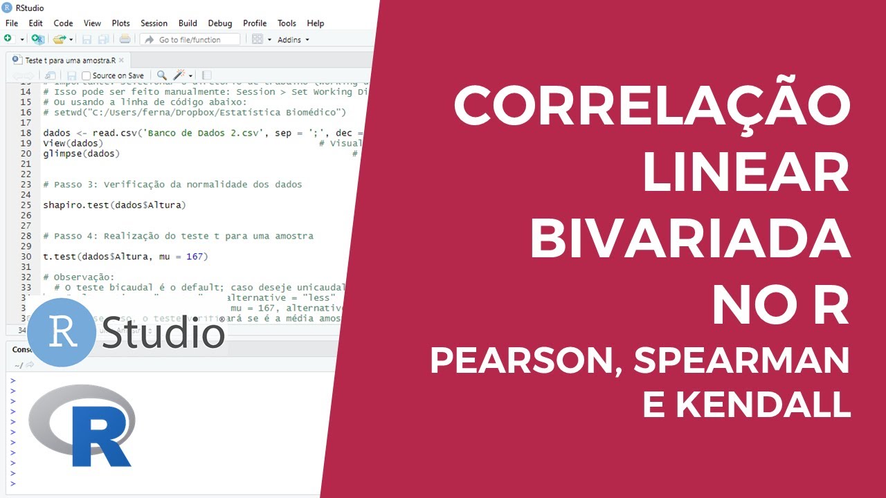 Correlação linear bivariada no R