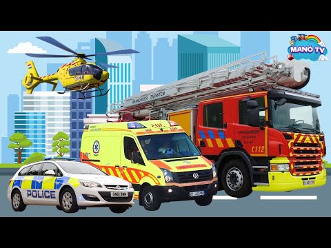 Szolgálati járművek gyerekeknek - Fejlesztő videó gyerekeknek! #police #ambulance  #firetruck