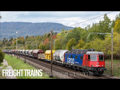 [4K60] Freight Trains / Zugverkehr at Rupperswil & Olten (Switzerland) - October 2022