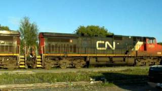 preview picture of video 'CN Lashup pushing freight in The Pas'
