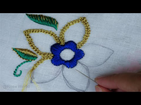 Beads Hand Embroidery floral design, five petal flower beads embroidery by Rose World