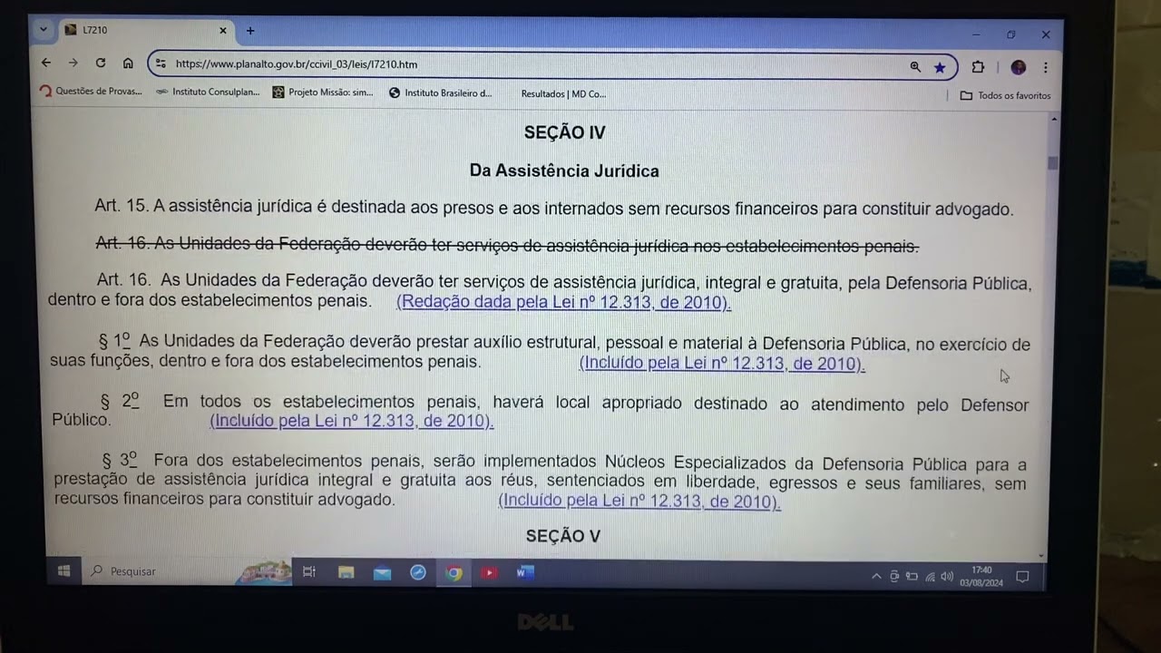 Lei N 7210/1984- LEP - Lei de execução penal - Atualizada 03/08/2024- Áudio