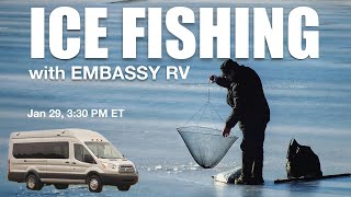 EMBASSY RV Ice Fishing in AWD Ford Transit DOLPHIN 4-Season Class B RV