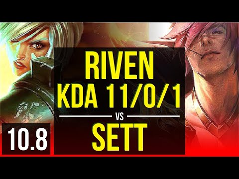 RIVEN vs SETT (TOP) | 4 early solo kills, KDA 11/0/1, 70% winrate, Legendary | EUW Master | v10.8