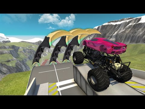 High Speed Jumping Crashes over Giant Karambit Knifes (CS:GO) - Beamng drive