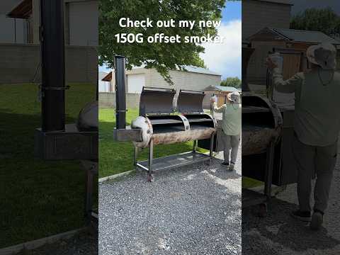Check out my new 150 gallon offset smoker. This is a beast! #backyardsmoker #offsetsmoker