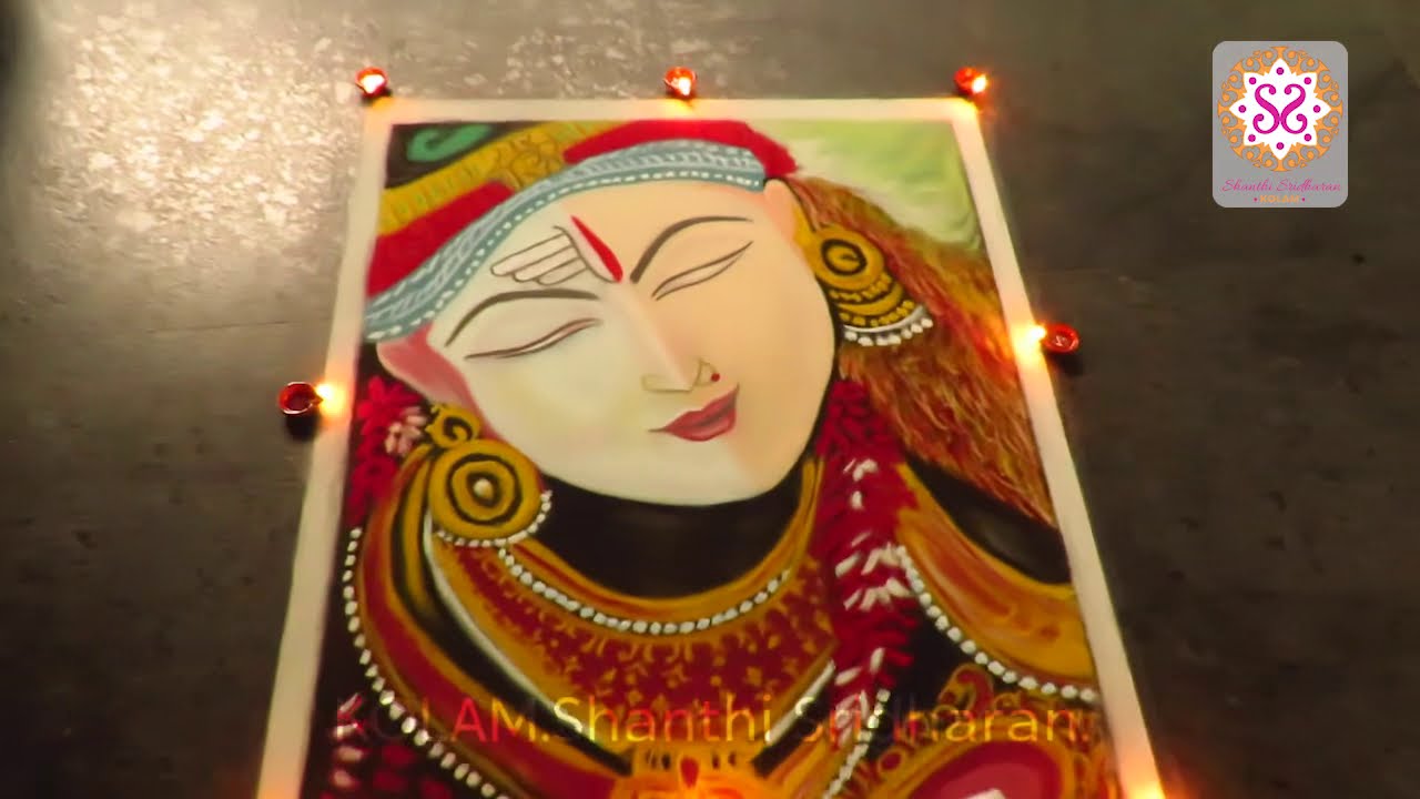 portrait rangoli of god by shanthi sridharan