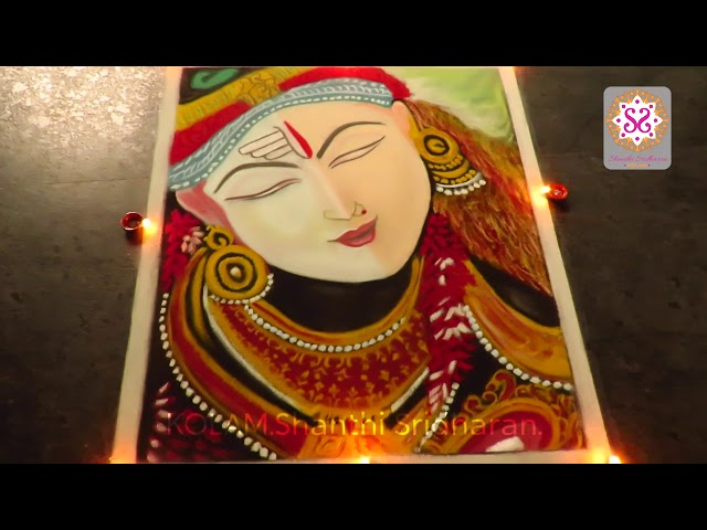 Portrait rangoli of god by shanthi sridharan