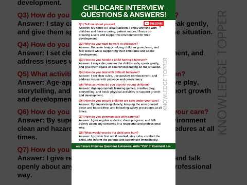 Childcare Interview Questions and Answers | Childcare Job Interview Questions and Answers